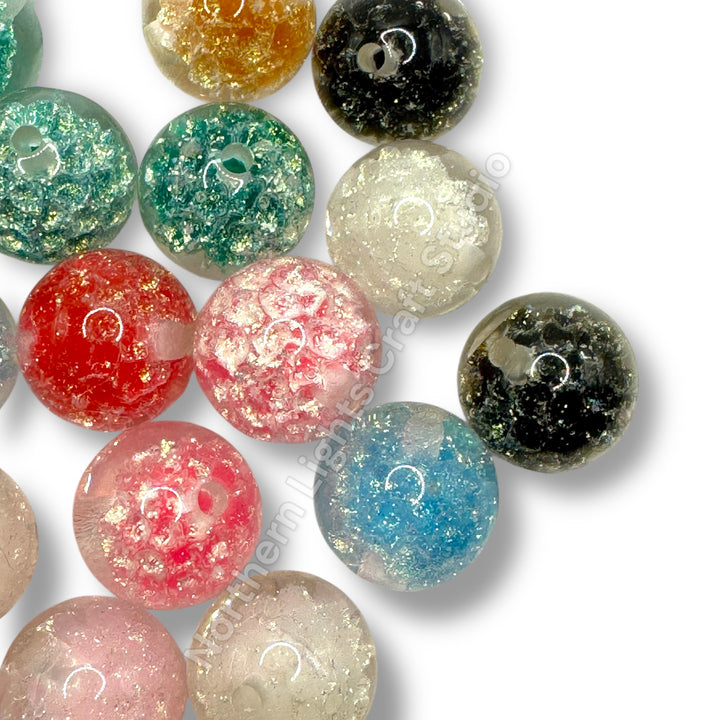 Glitter Honeycomb Luminous Premium Resin 16mm Beads -20pc.