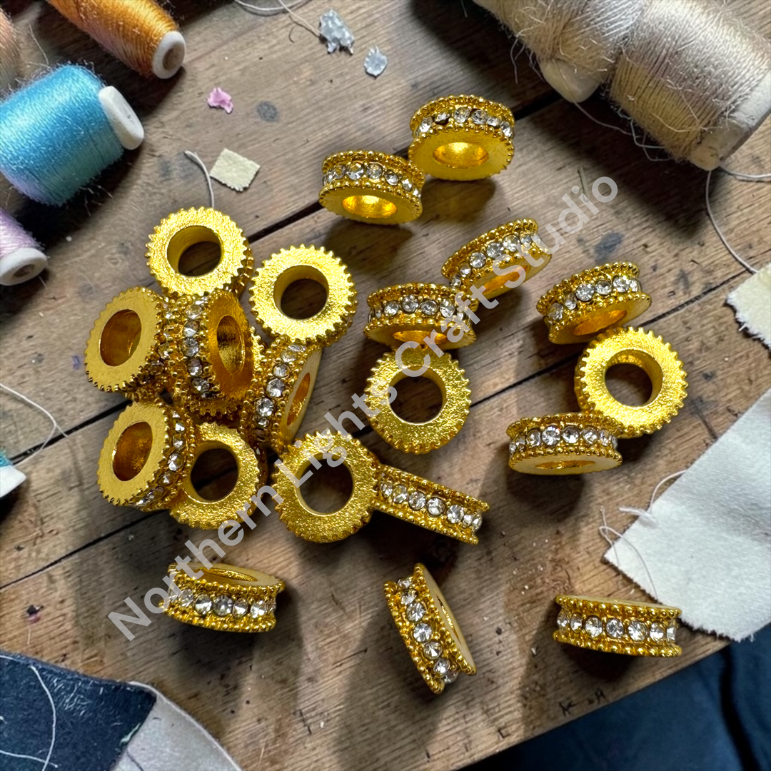 10mm Metal Wheel Spacer with Rhinestones -10pcs