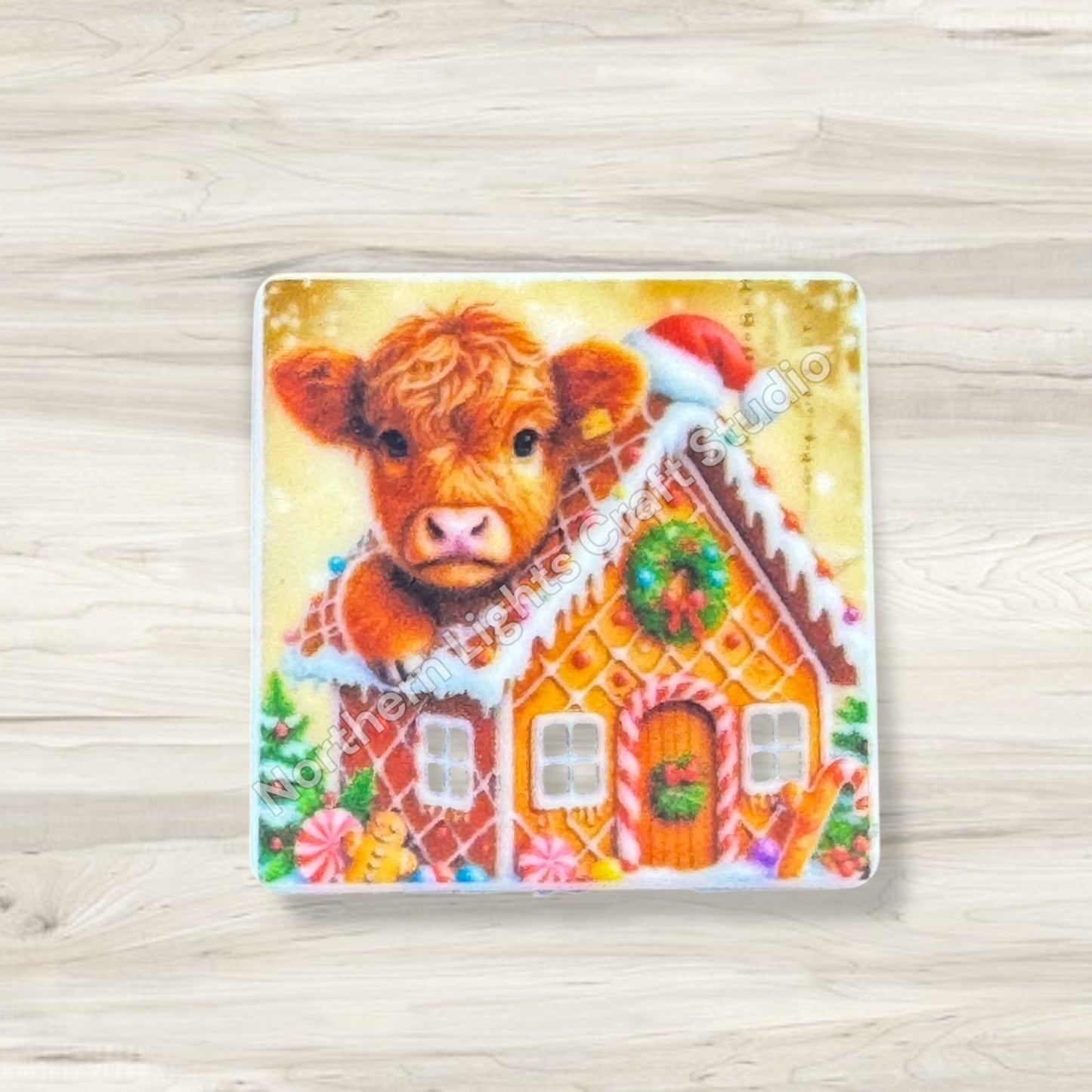 Cute Printed Christmas Theme Focal Beads - 1pc.