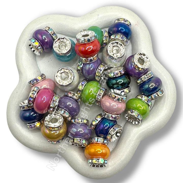 UV Shiny Bling Rhinestone and Acrylic Spacer Bead Mix - 25pc.
