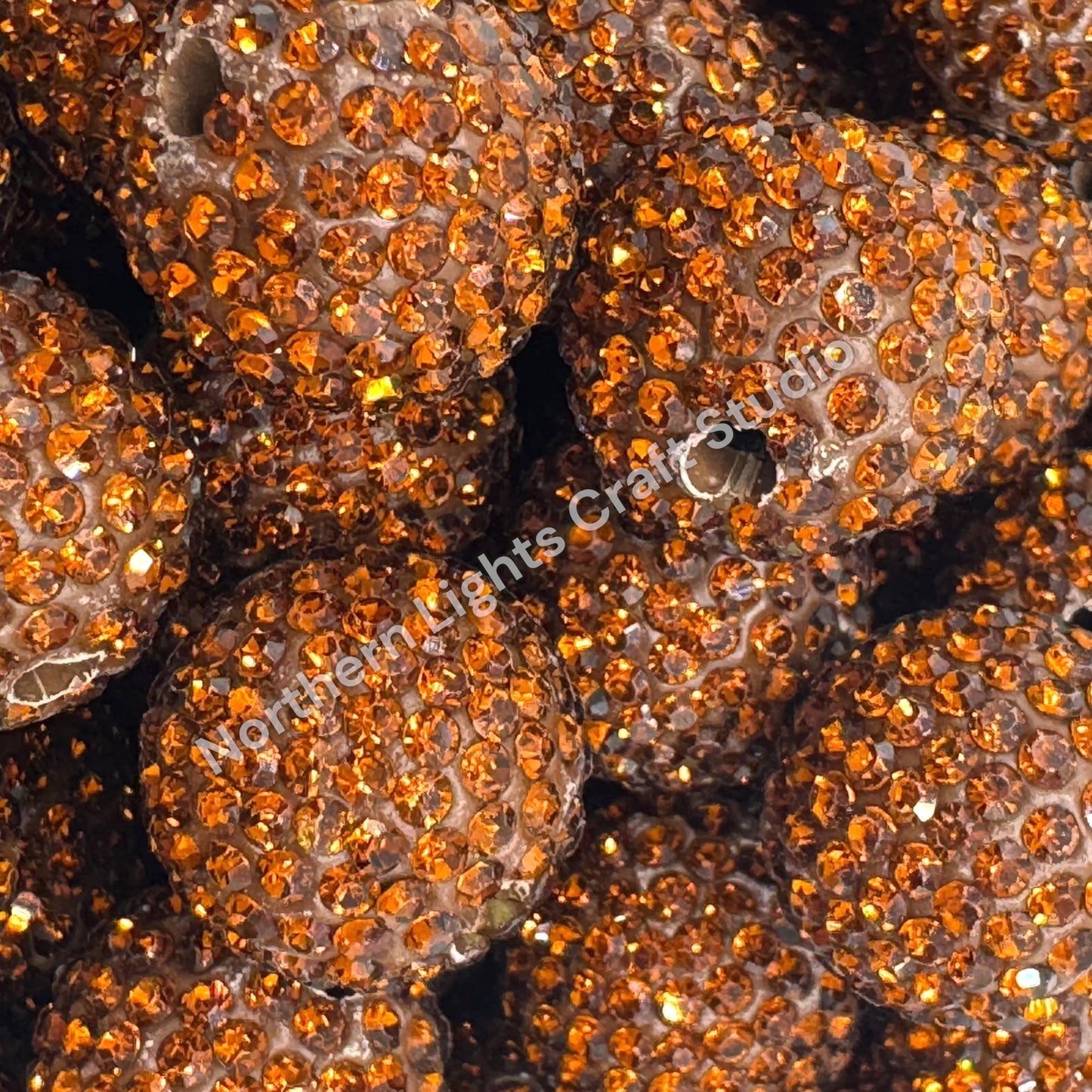 Dark Brown Rhinestone Beads-16mm - 10pc.