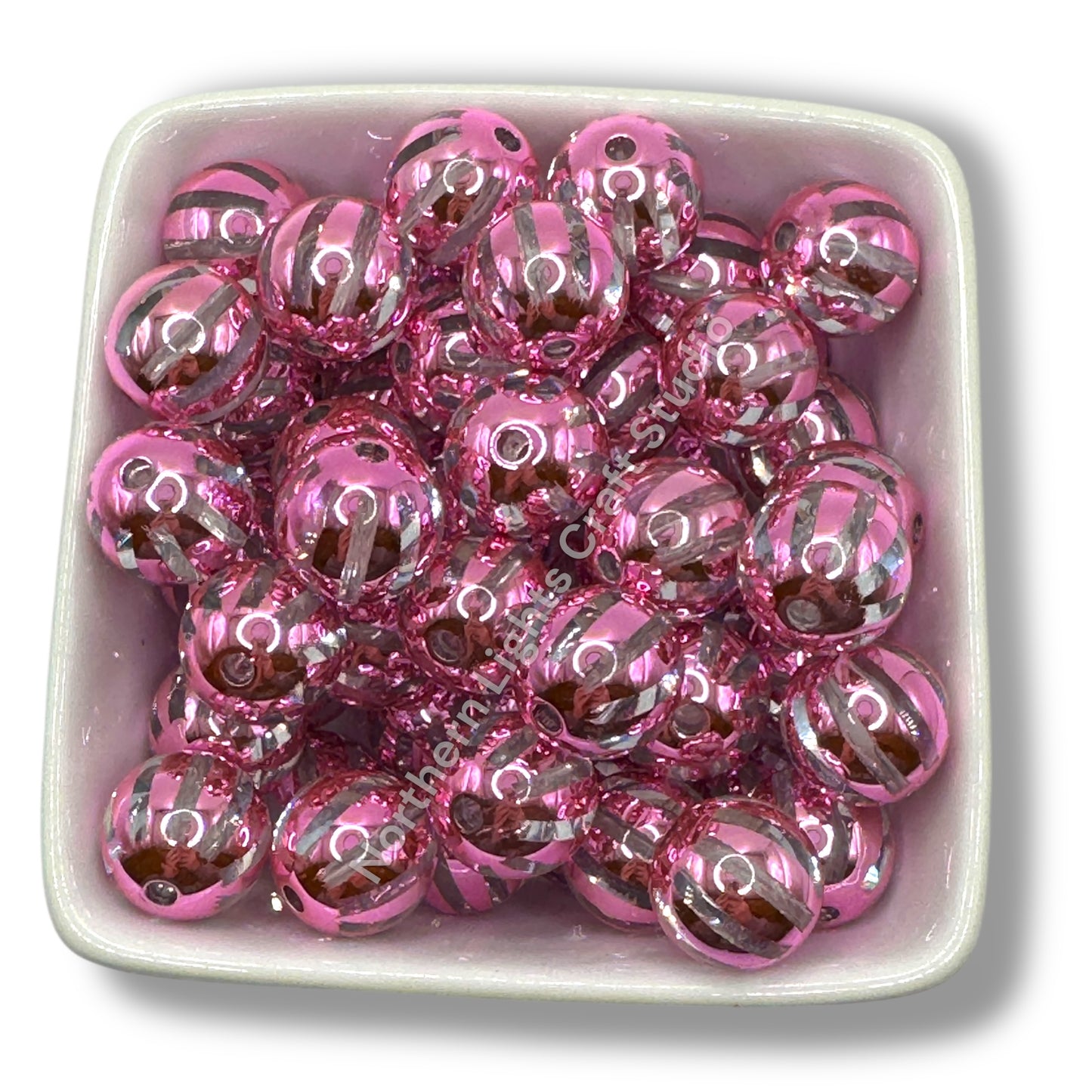 Shiny Striped 16mm Acrylic Beads - 20 pc.