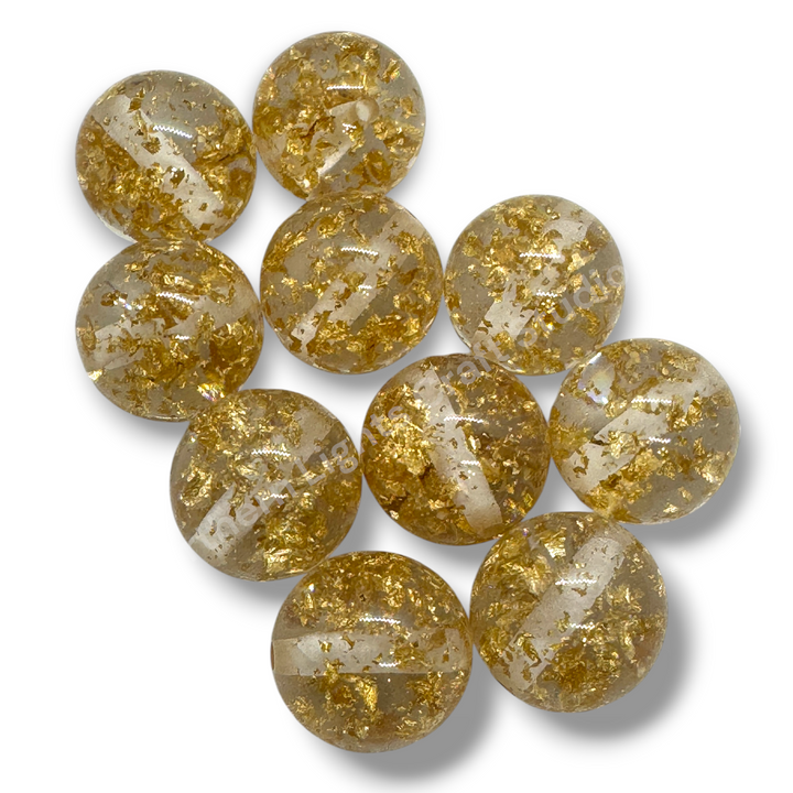 20mm Gold Silver Flake Luxury Resin Beads -10pc. Gold or Silver