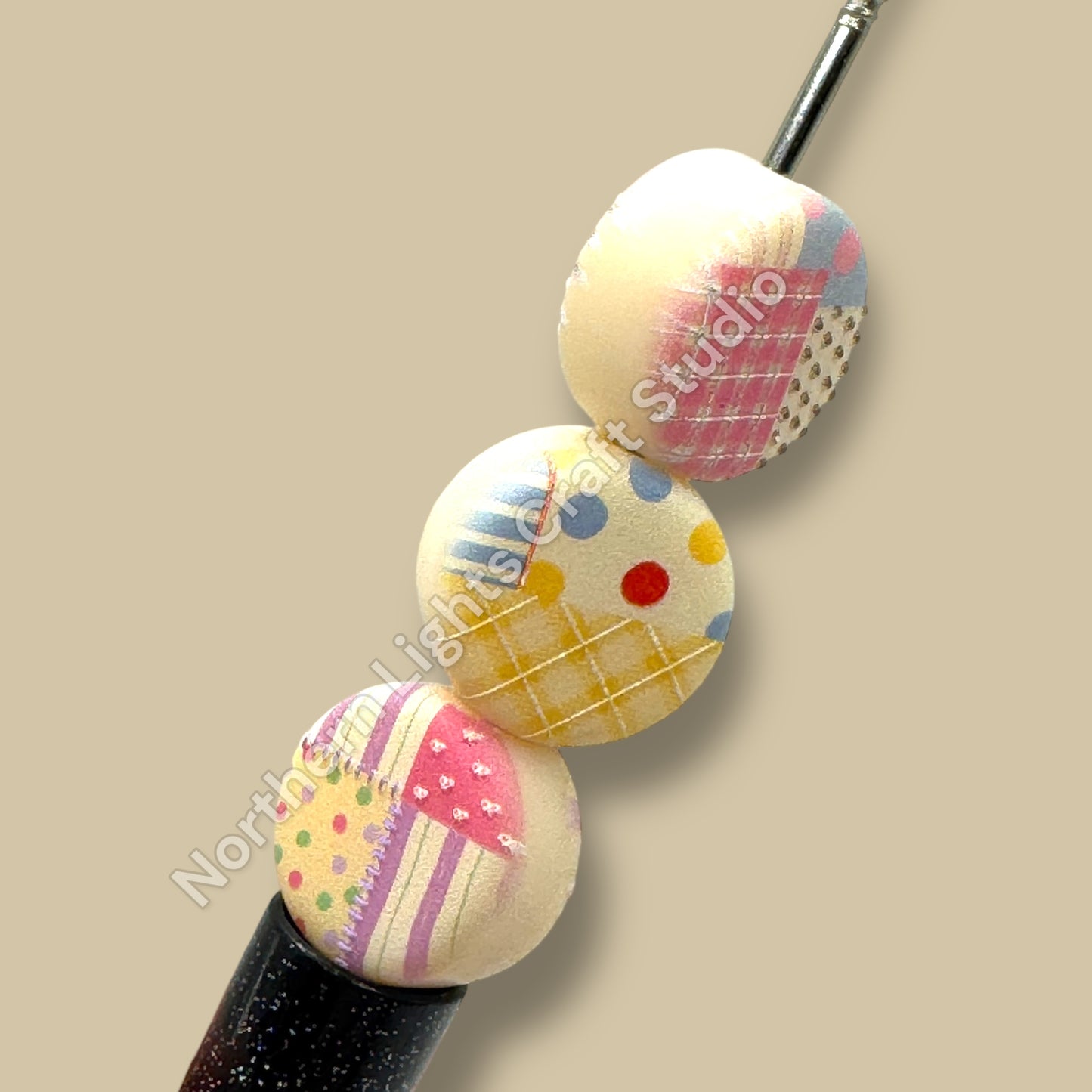 Pastel Patchwork Disc 16mm Beads - 10 pc.