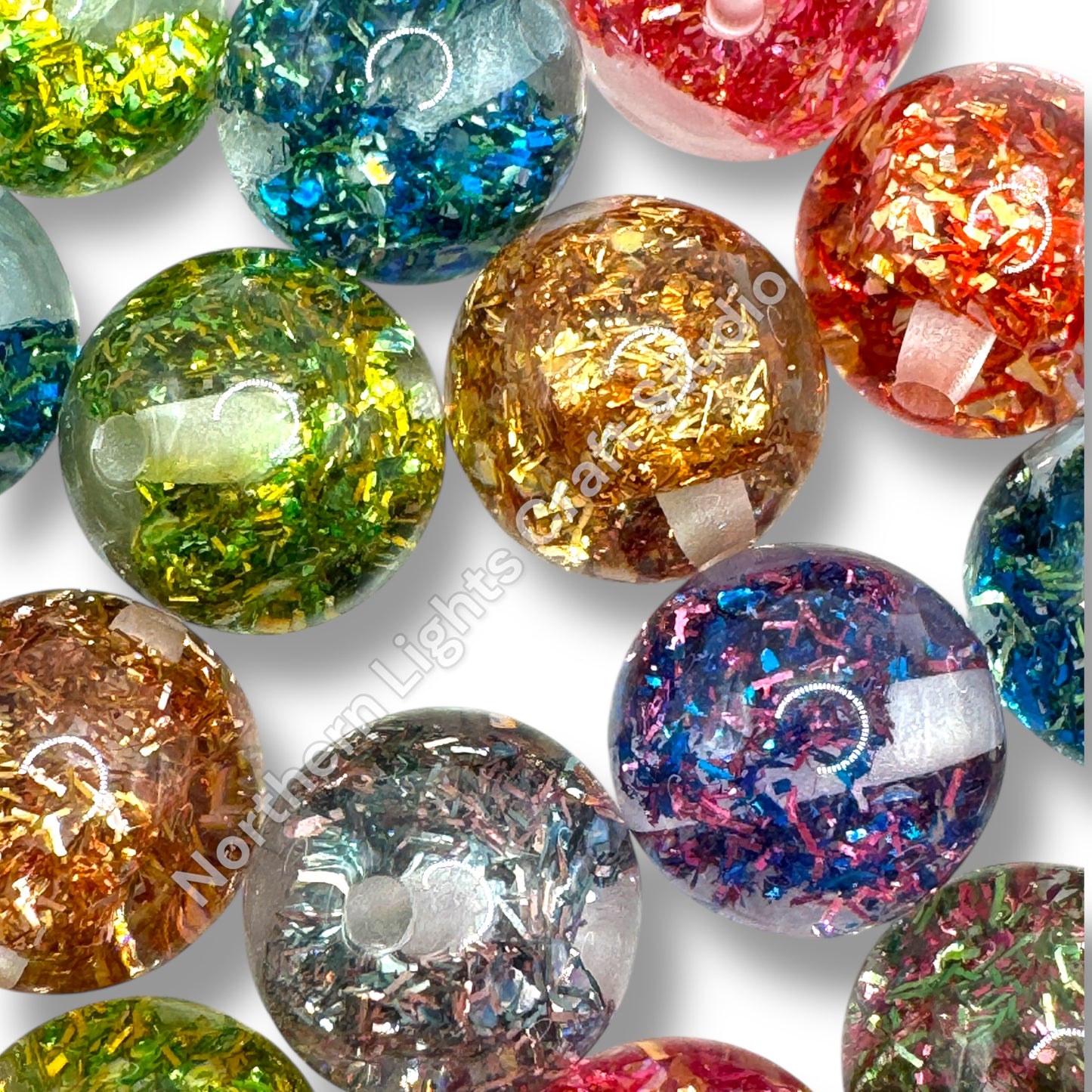 Glitter Tinsel Bow Beads- 16mm - 20 pieces