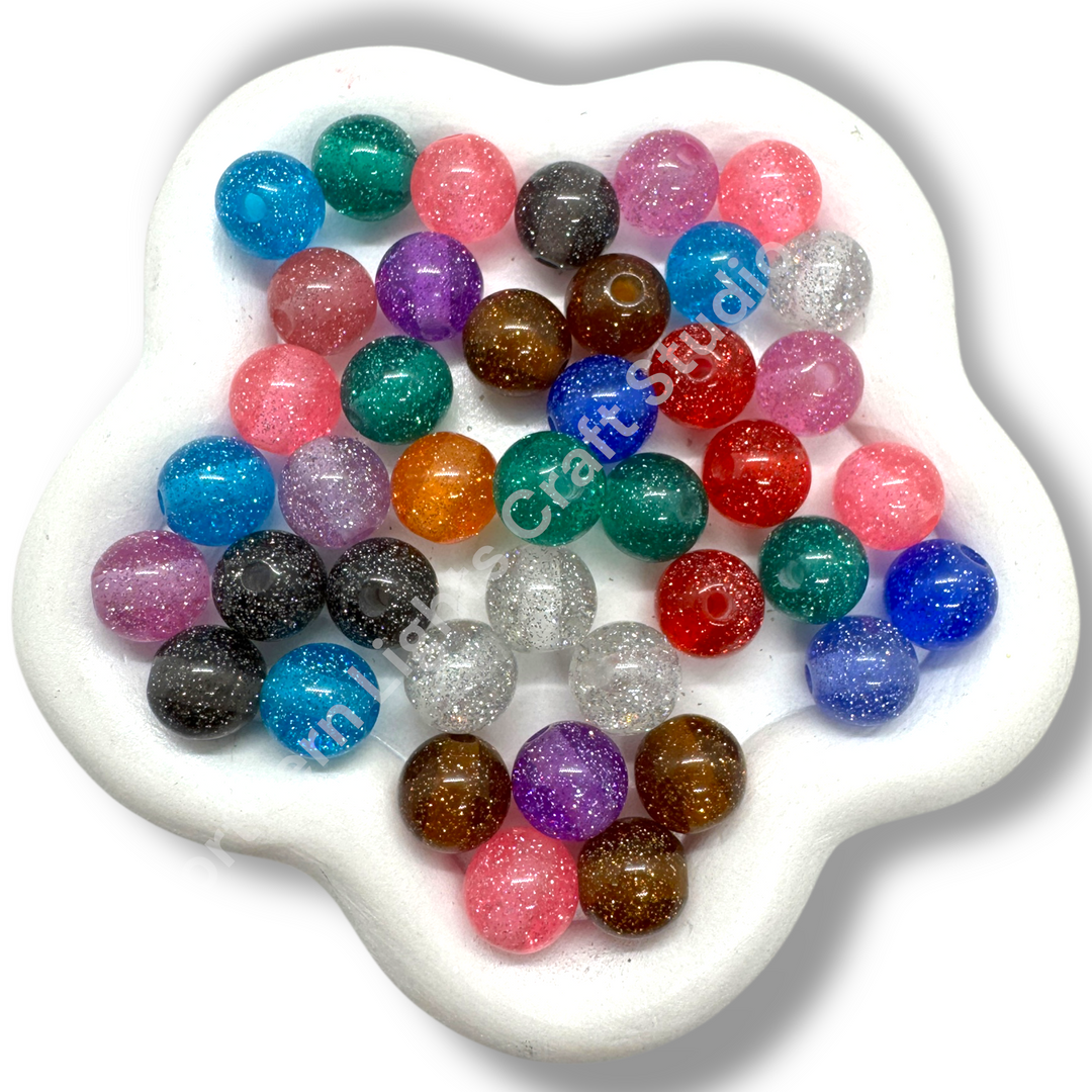 Glitter Dust 10mm Bead Mix - 50 Pcs.