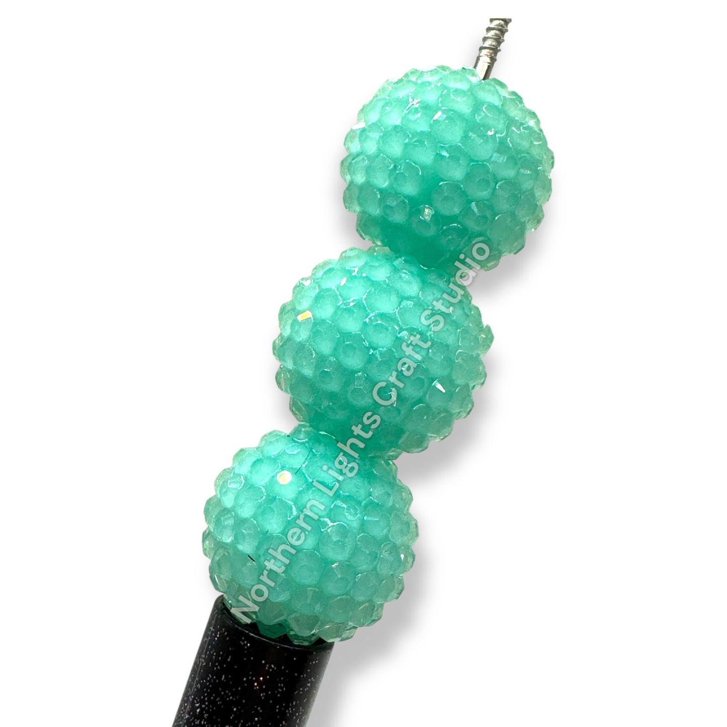 Teal Jelly Acrylic Rhinestone Bubblegum Beads - 10pc.