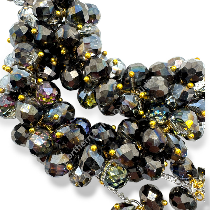 Black Rainbow With Gold Pins Crystal Moon Suncatcher / Moon Car Charm