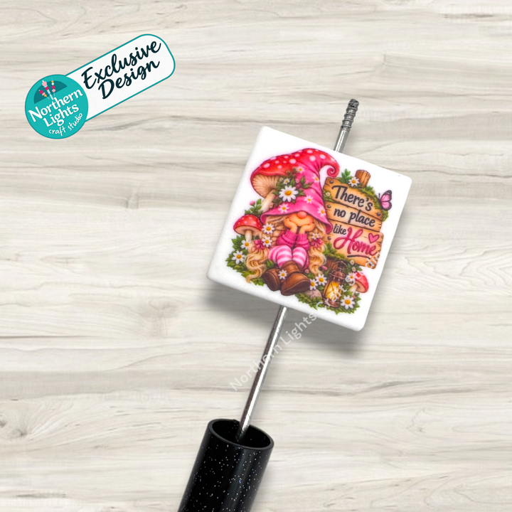 Spring Mushroom Gnome Printed Silicone Focal - Exclusive Design!