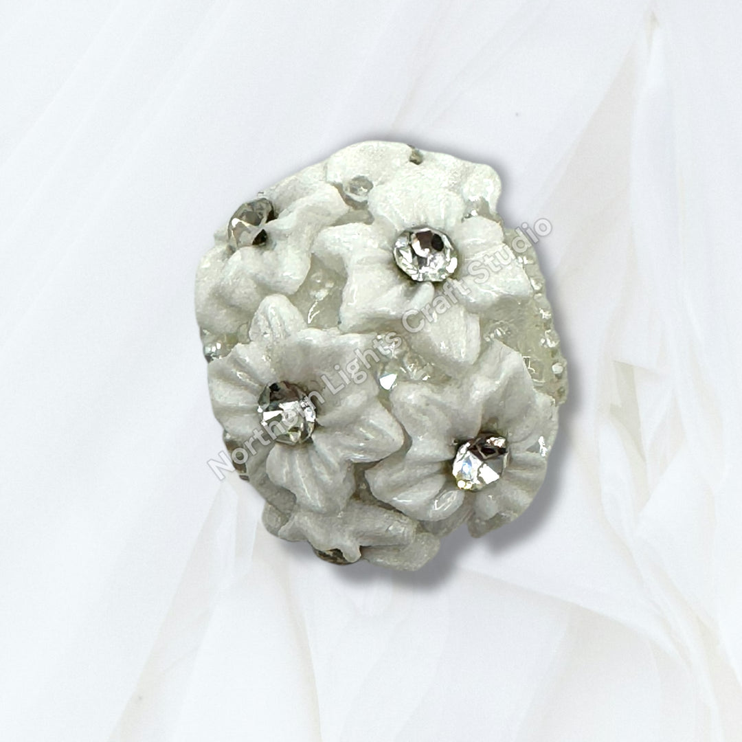 Flower Charm Fancy Bead With Rhinestone Accents -10pc. Mix