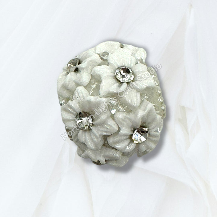 Flower Charm Fancy Bead With Rhinestone Accents -10pc. Mix