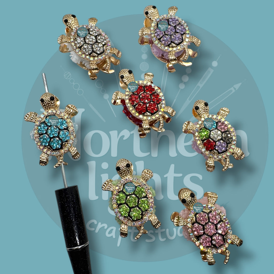 Rhinestone Double Sided Turtle Fancy Bead - READ DESCRIPTION