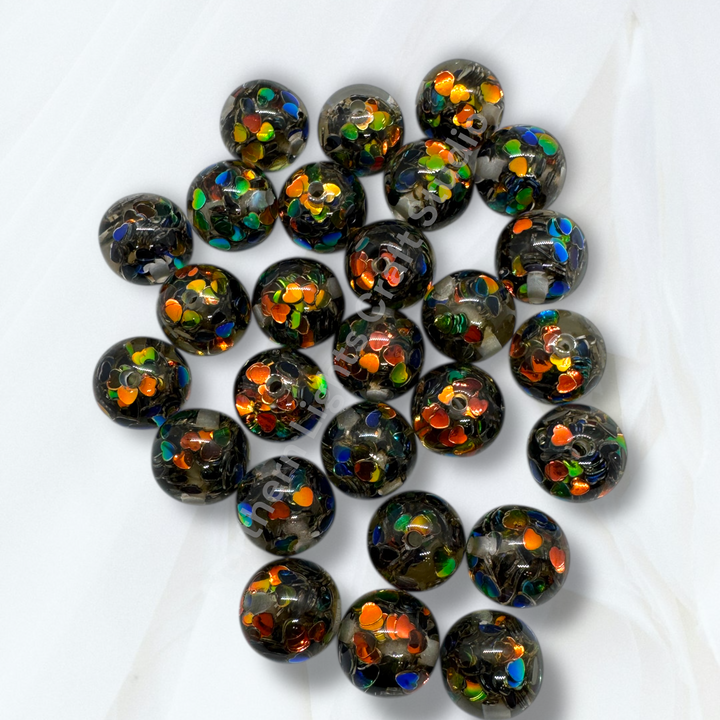 16mm Black Opal Fire Heart Confetti Beads - 20pc.