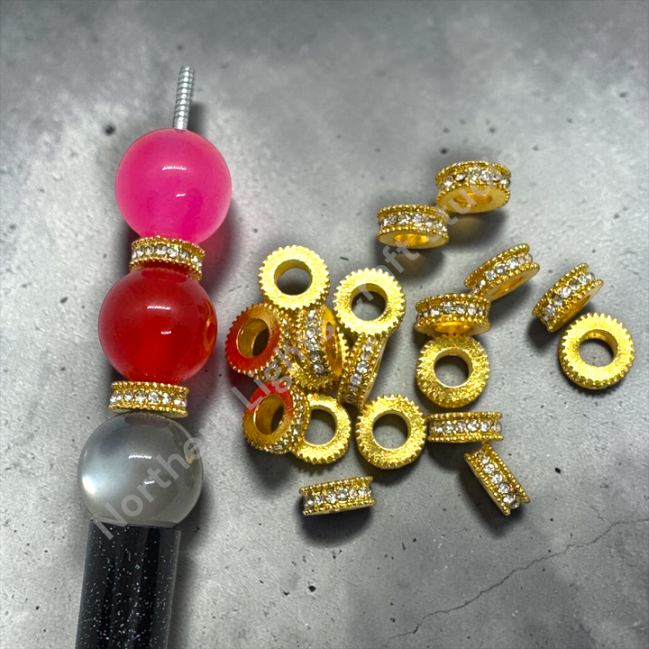10mm Metal Wheel Spacer with Rhinestones -10pcs