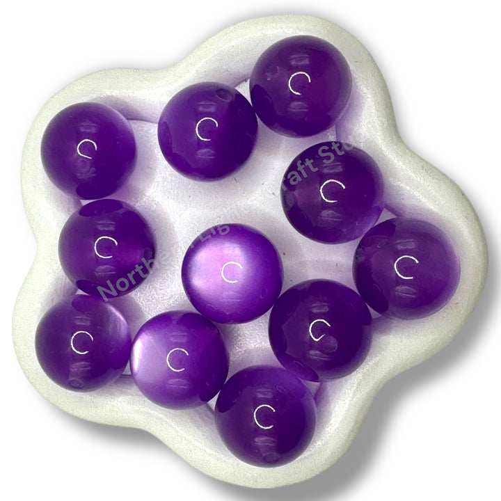 Bright Purple Cat Eye Shiny 20mm Beads -10 pc.