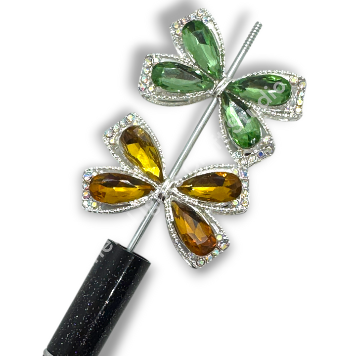 Fancy Large Metal and Crystal Bow Beads - 1pc.