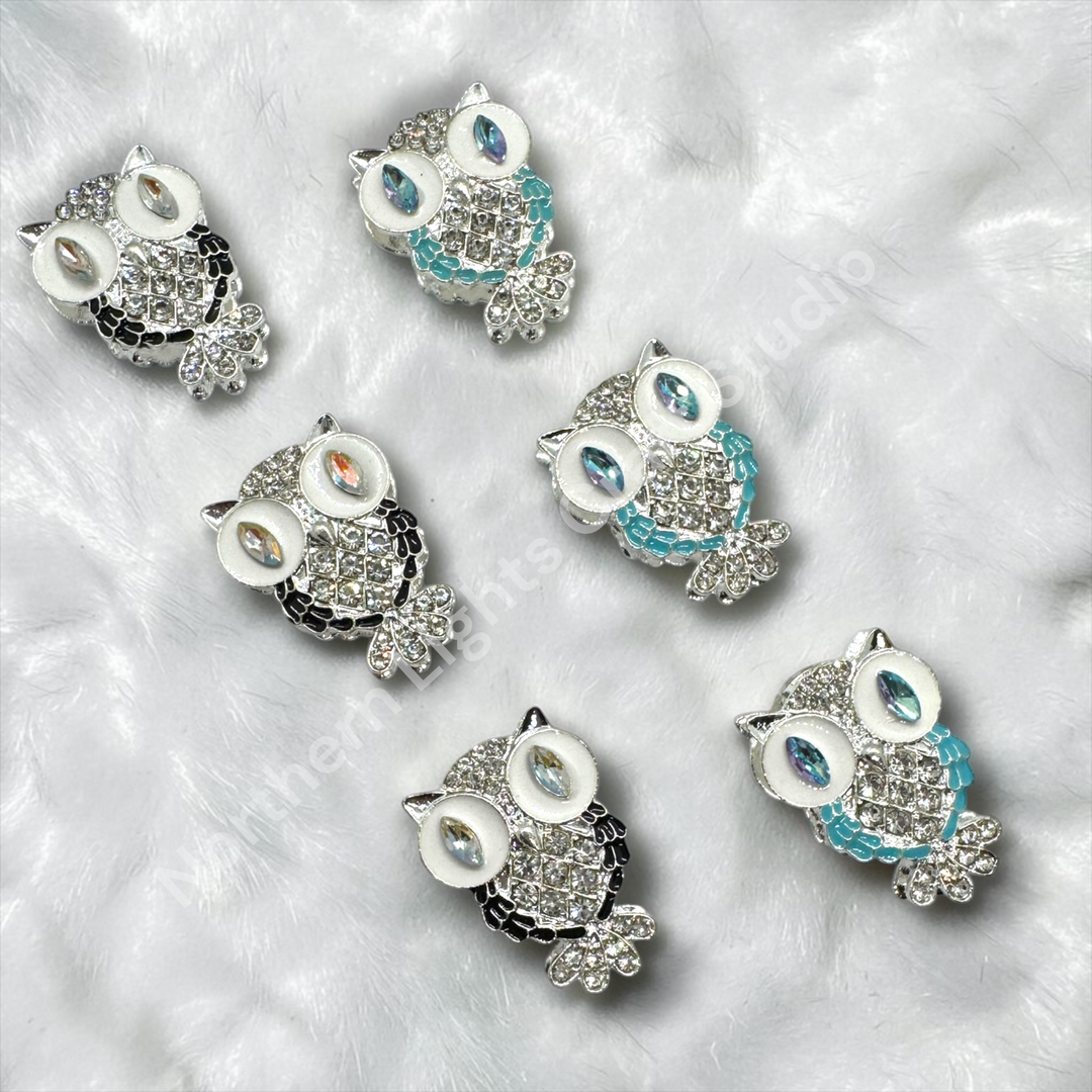 Metal Alloy Rhinestone Small Owl Fancy Bead - 1pc.