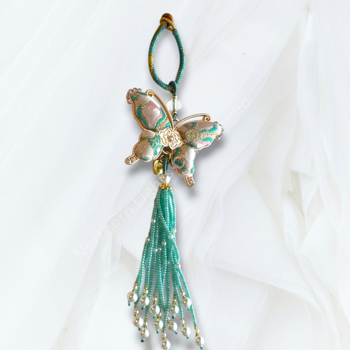 Song Brocade Short Butterfly Keychain / Decorative Hanging Charm