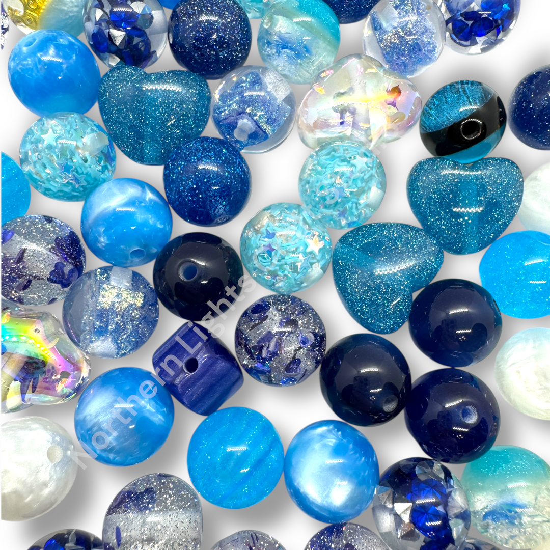 Blue Nebula Premium Bead 16mm Resin Mix -20 pc.