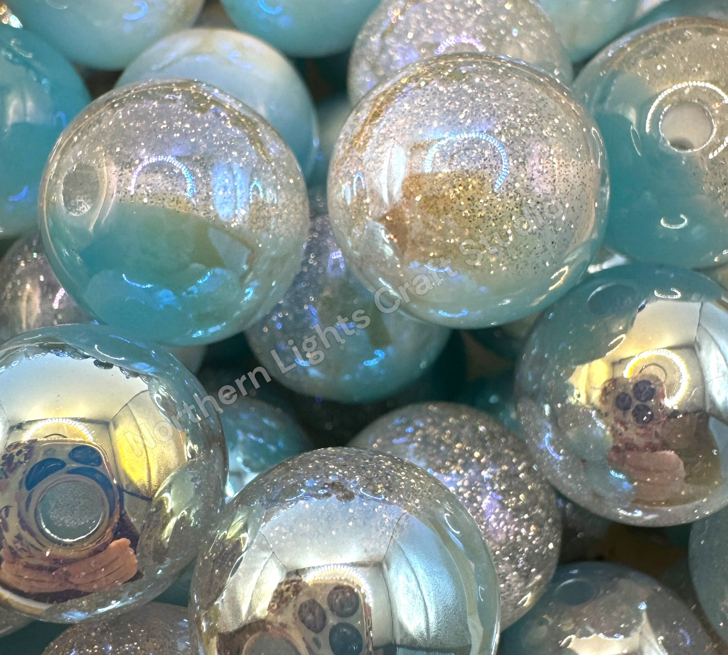 UV Half Glitter and Cat Eye Galaxy 16mm Bead - 20 Pcs.