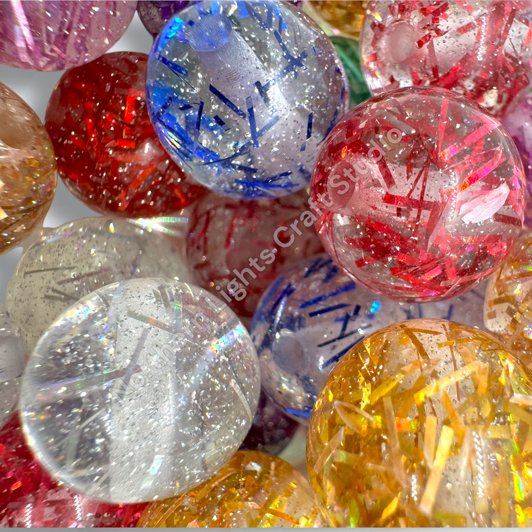 Tinsel Holographic Foil 16mm Resin Beads - 20pc.
