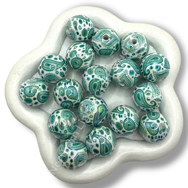 Paisley Bandana Printed 16mm Acrylic Beads - 20pc.