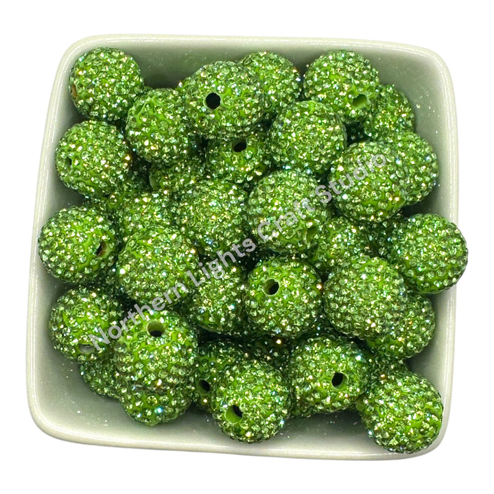 Green Rhinestone Clay Base Beads-16mm - 10pc.