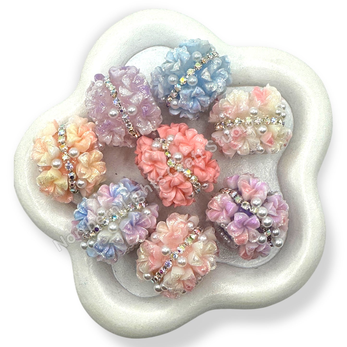 Soft Flower with Rhinestone Middle Chain - 1pc.