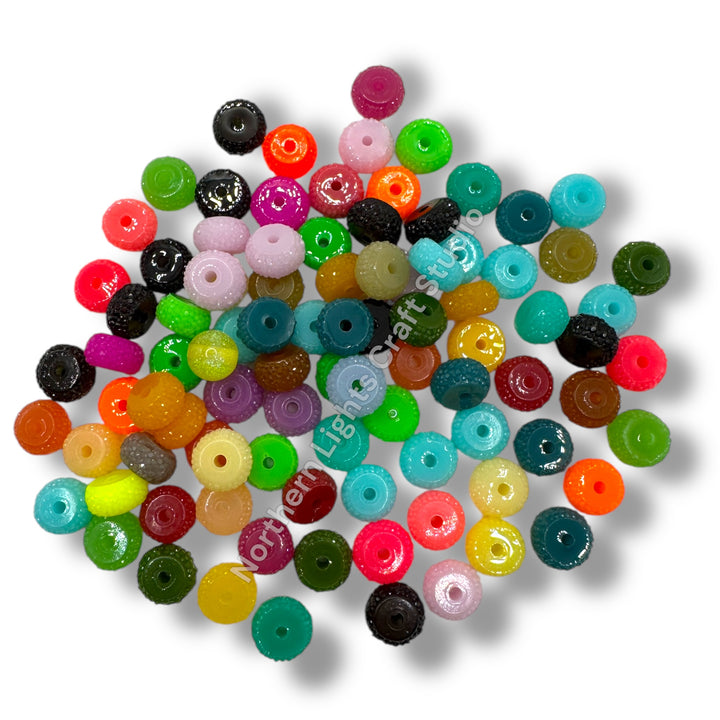 Textured Acrylic Colorful 10mm  Rondelle Spacer -25pc.