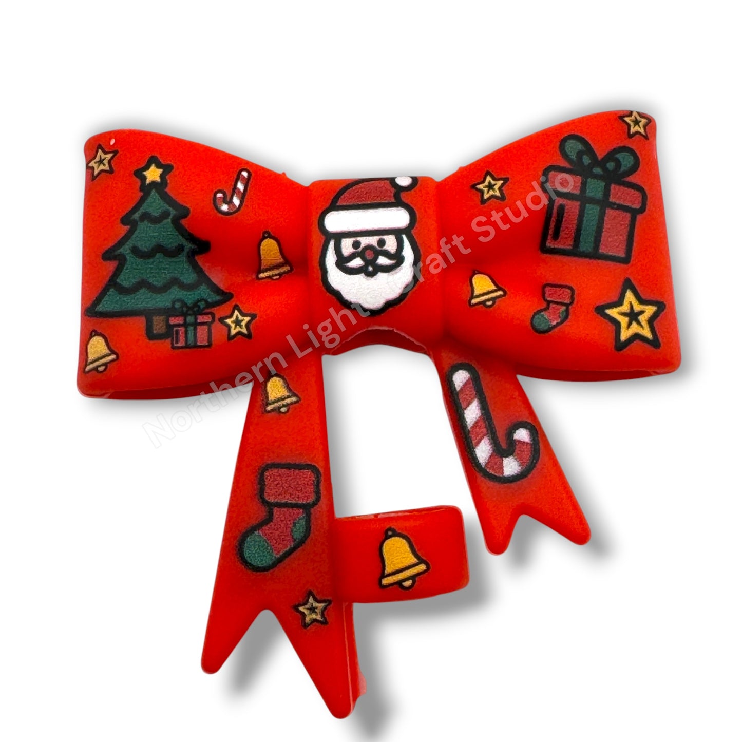 Silicone Christmas Bow Straw Cap - 1pc.