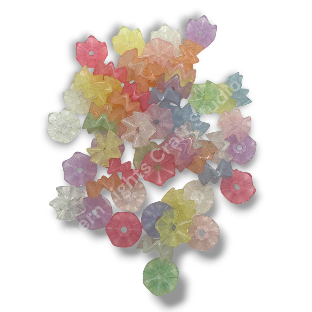 Jelly Luminous Glitter Zig Zag 16mm Acrylic Wavy Spacers- 50pc. Mix