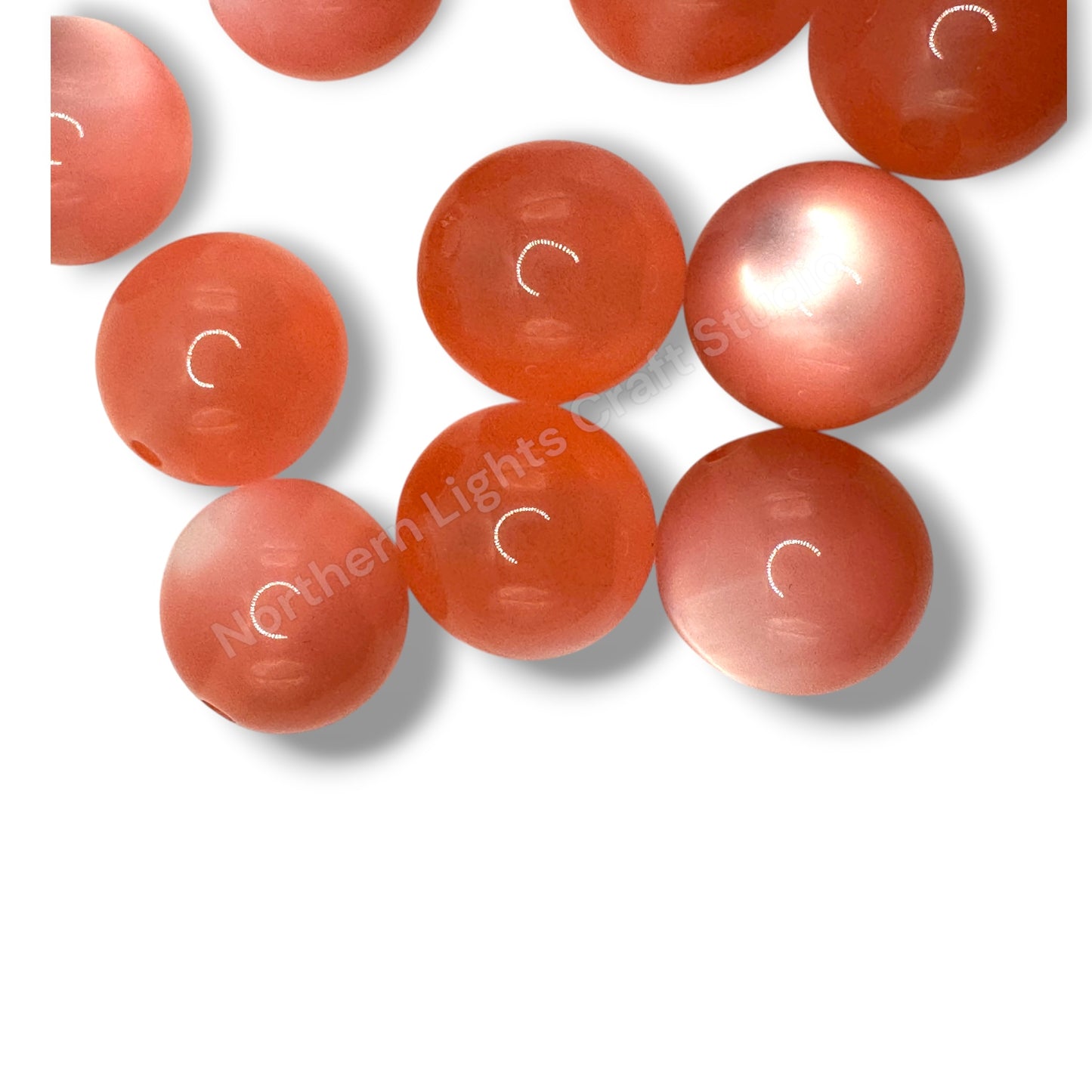 Peach Cat Eye Shiny 20mm Beads -10 pc.