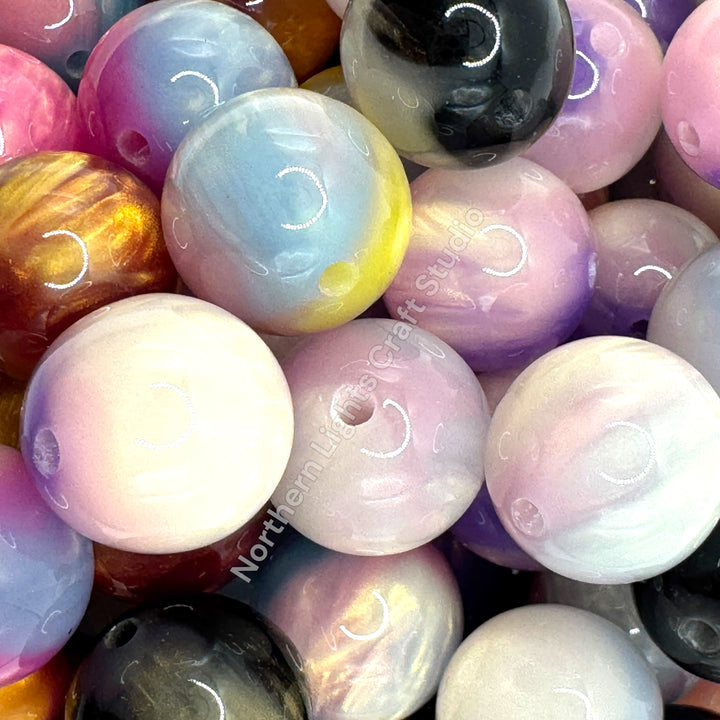 Luminous Multi Tone Color Galaxy 16mm Ombre Beads - 20pc.