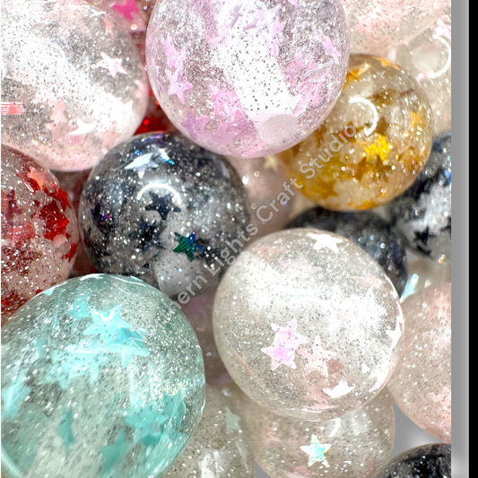 16mm Glitter Star Foil Beads 20pcs.