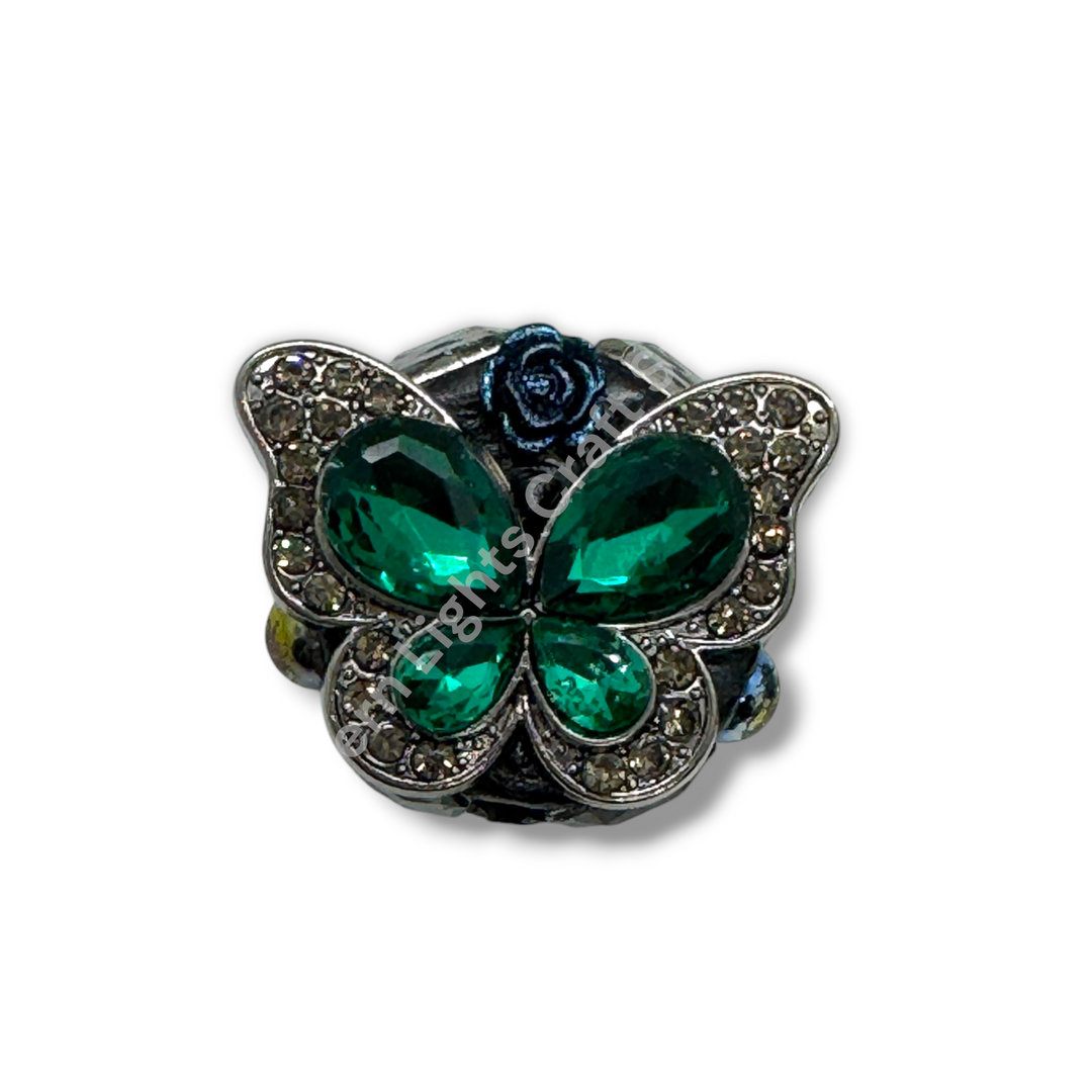Fancy Crystal Butterfly Gunmetal Clay Base Beads - 1pc.