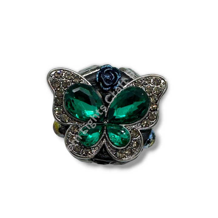 Fancy Crystal Butterfly Gunmetal Clay Base Beads - 1pc.
