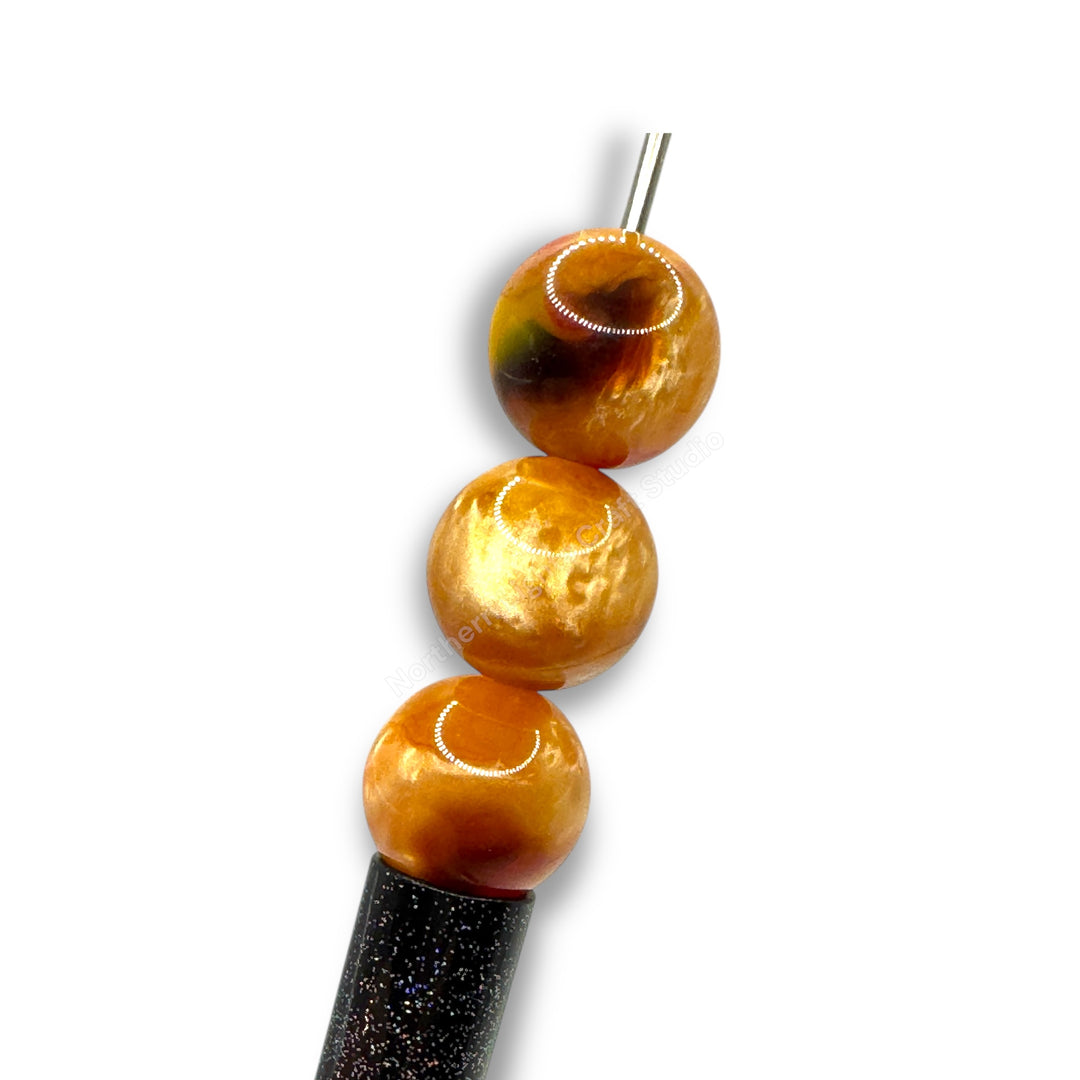 Brown Gold Marble 16mm Beads - 20pc.