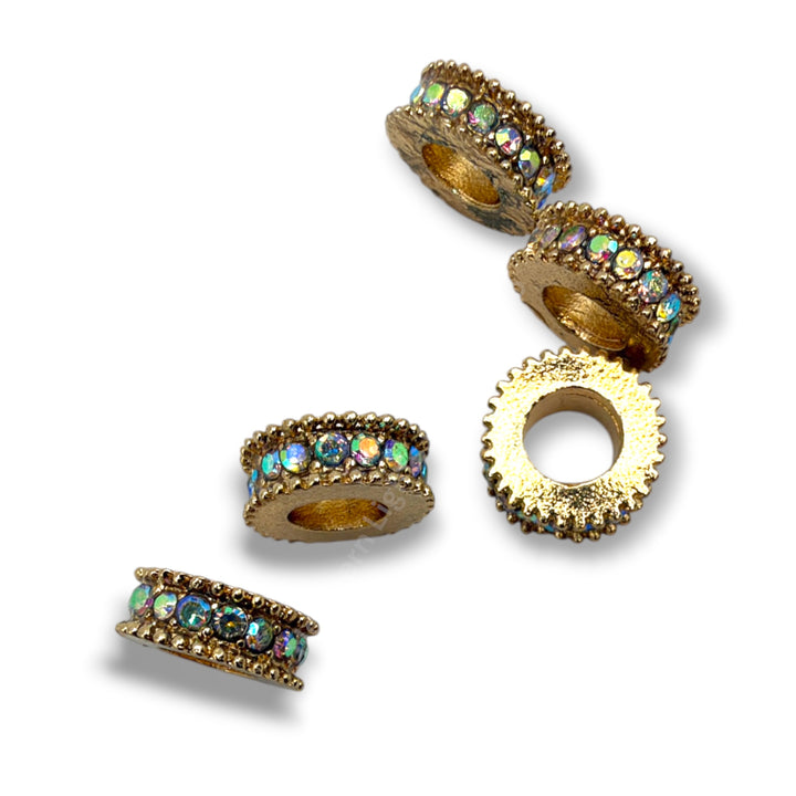 10mm Metal Wheel Spacer with Rhinestones -10pcs