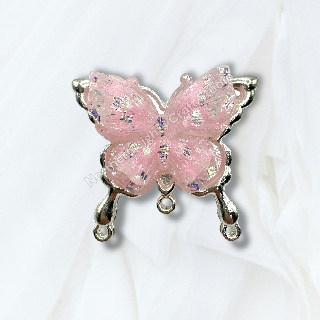 Metal Silver Soft Touch Butterfly Connector Bead
