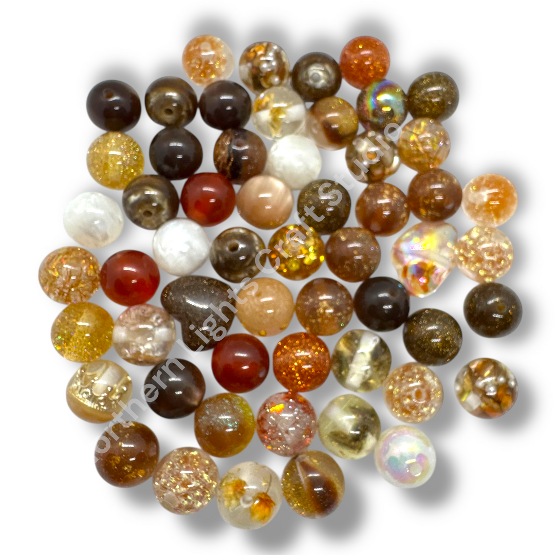 Caramel Swirl Premium Bead 16mm Resin Mix -20 pc.