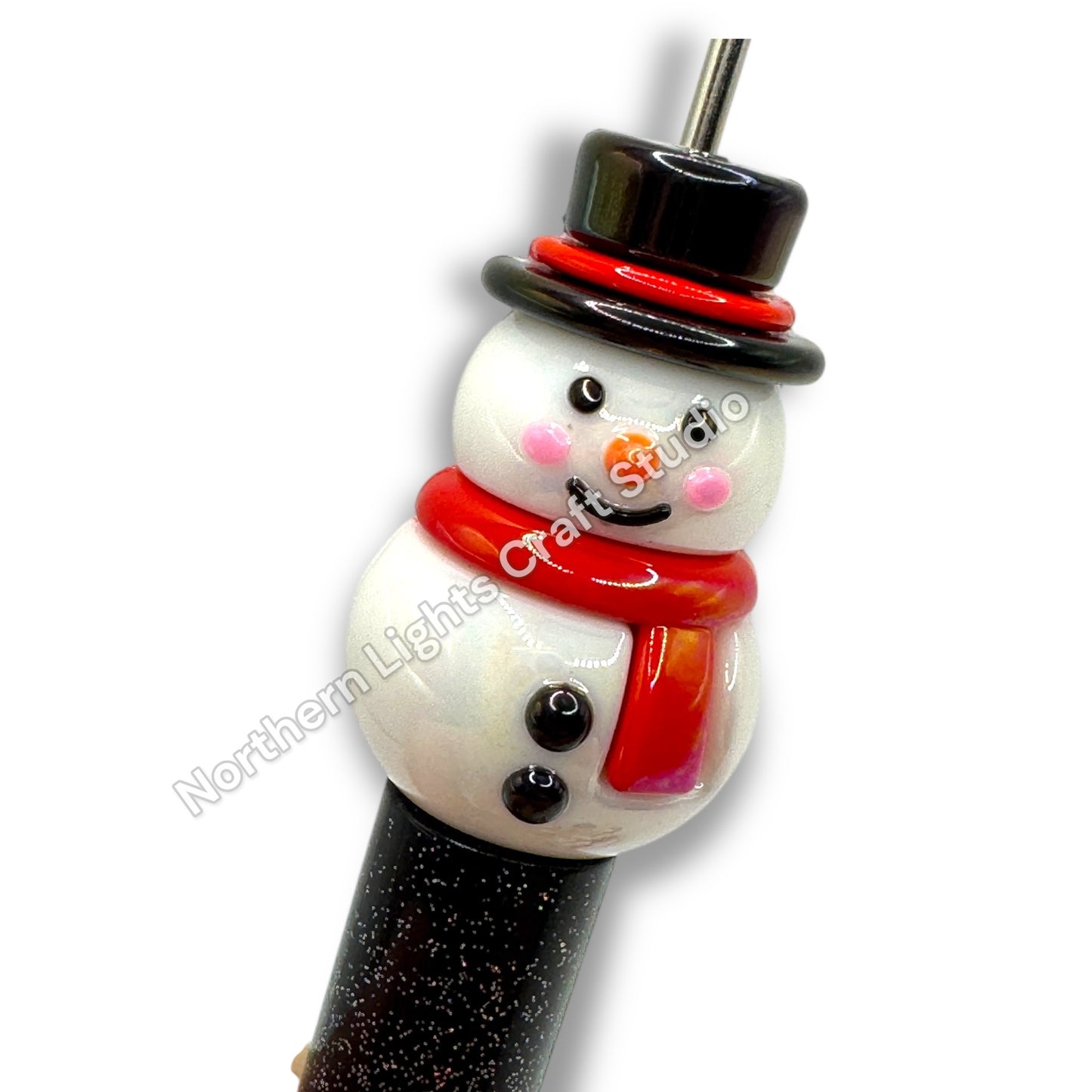 3D Rubber PVC Snowman Focal Bead - 1 pc.