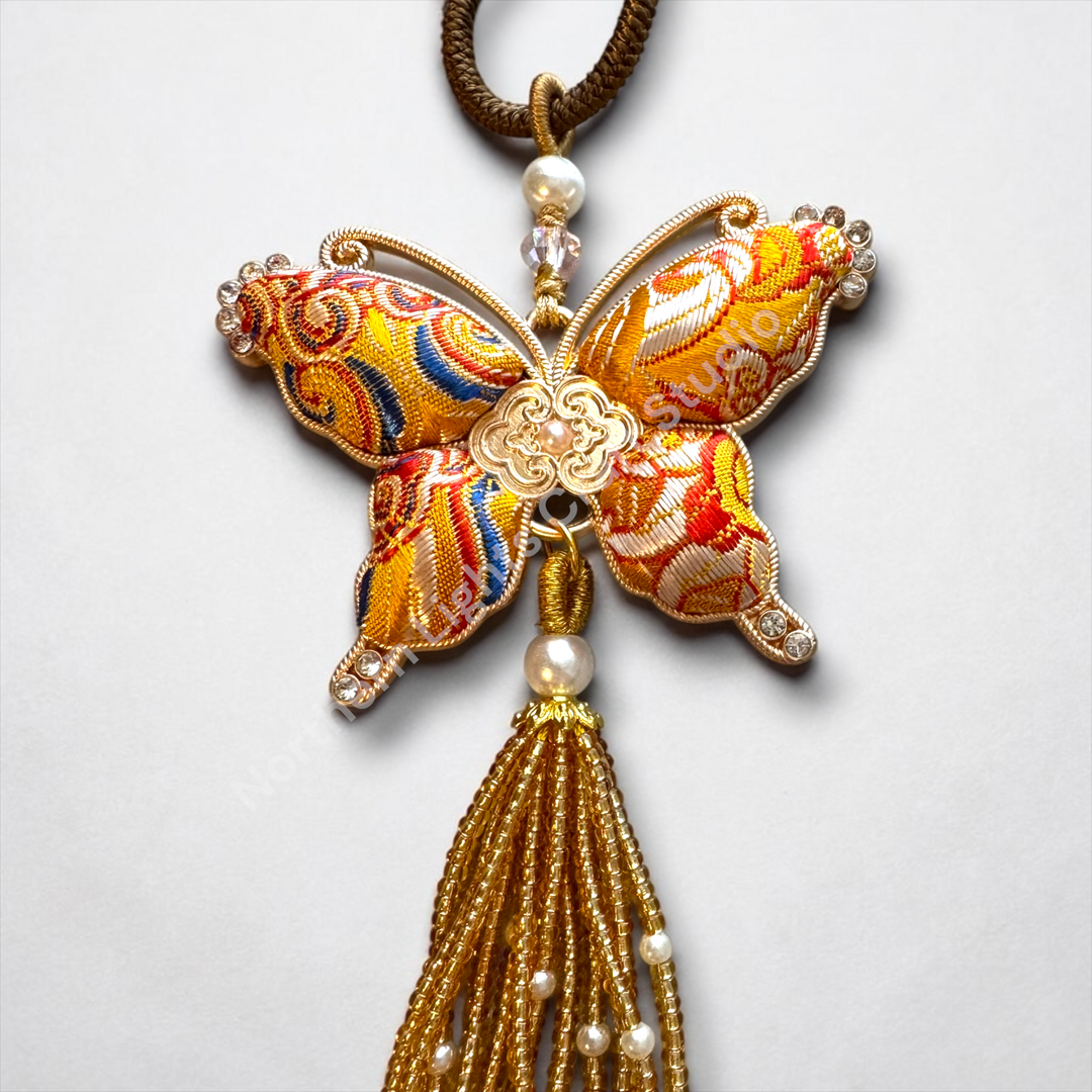 Song Brocade Short Butterfly Keychain / Decorative Hanging Charm