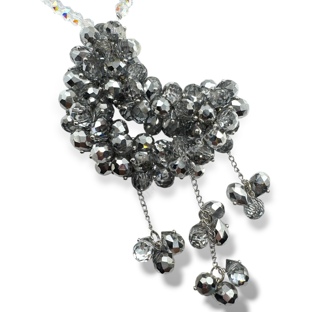 Silver Metallic Crystal Moon Suncatcher / Moon Car Charm