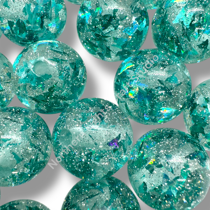 Glitter Foil Teal Butterfly Beads 16mm - 20pc.
