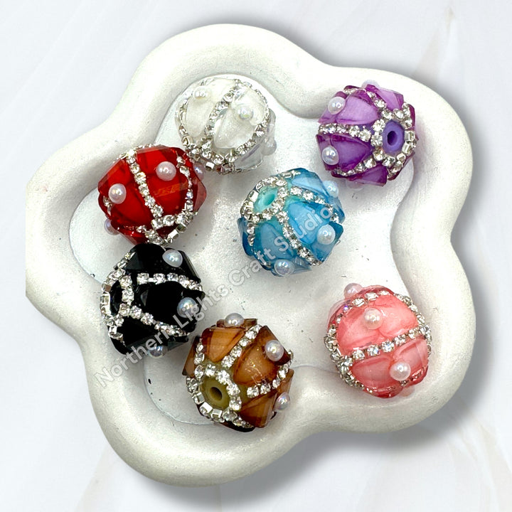 Acrylic Pumpkin Bead With Pearl Accent - 8pc. Mix