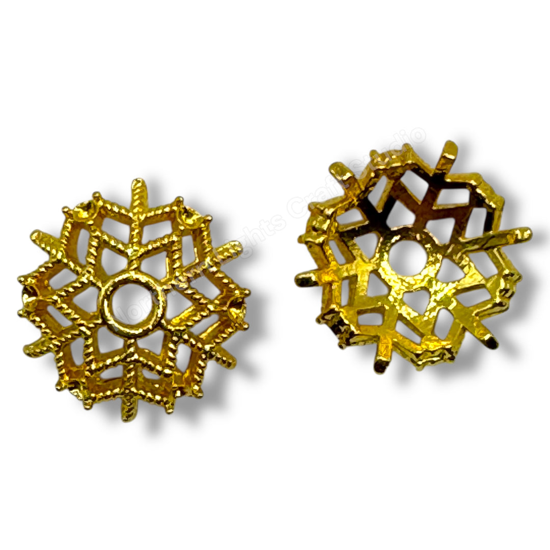 Metal Snowflake Bead Cap- 14mm -10pc.