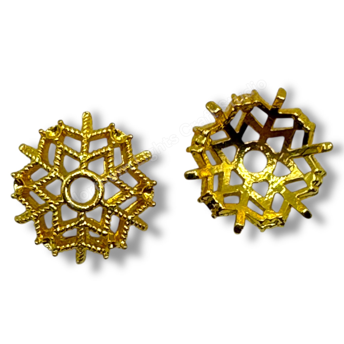 Metal Snowflake Bead Cap- 14mm -10pc.