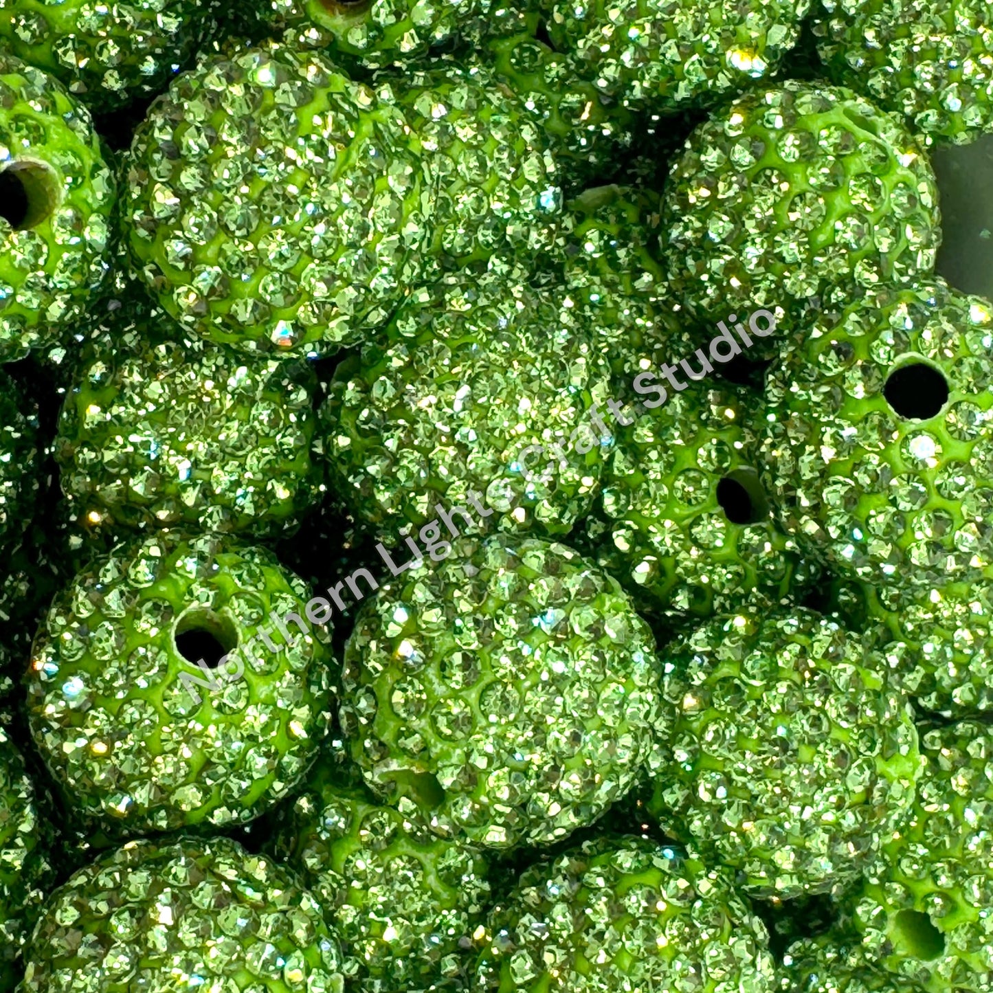 Green Rhinestone Beads-16mm - 10pc.