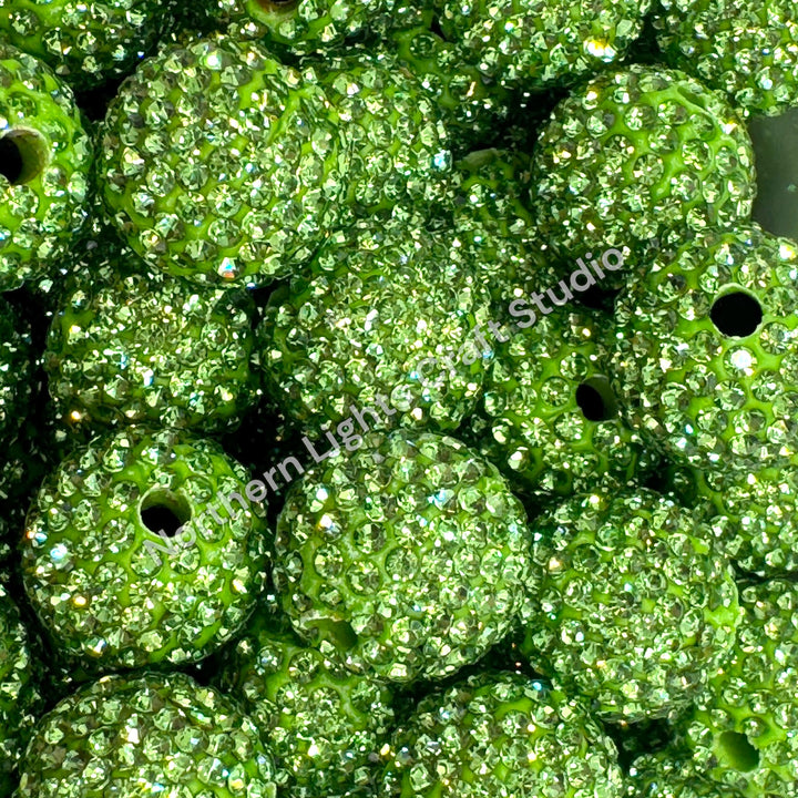Green Rhinestone Clay Base Beads-16mm - 10pc.