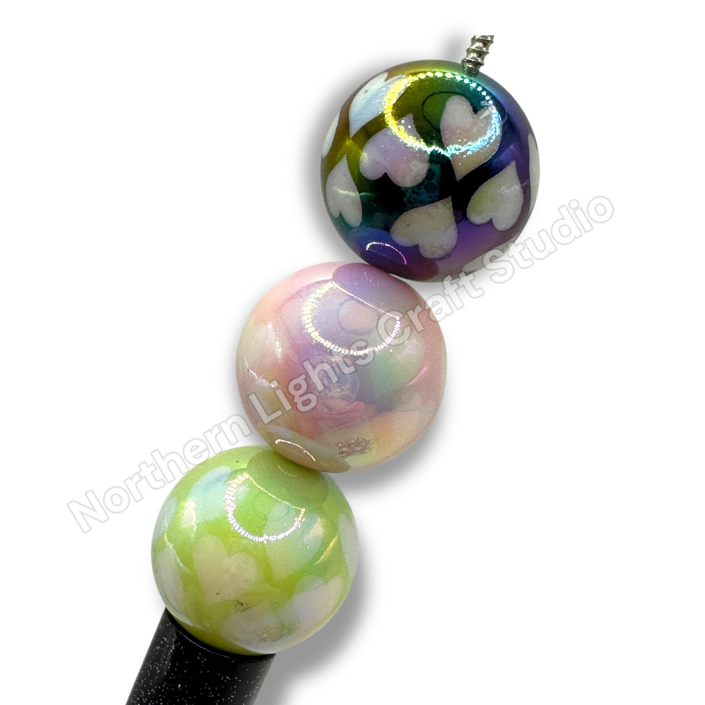 UV Printed Small Hearts Bead 20mm - 10pc.